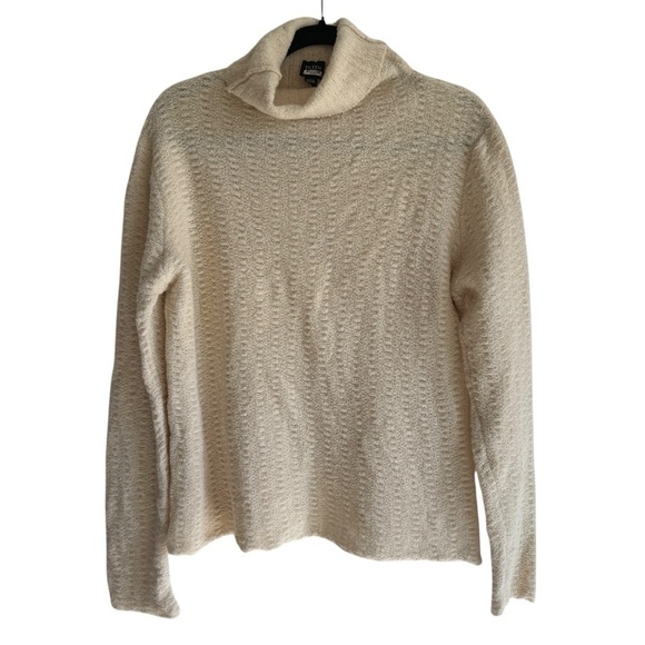 Eileen Fisher Wool Blend Cream Turtleneck Sweater, Size L - Picture 1 of 6